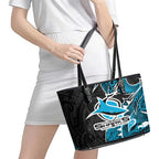 Cronulla Sharks Leather Tote Bag Polynesian Tribal Tattoo Pacific Sport Art