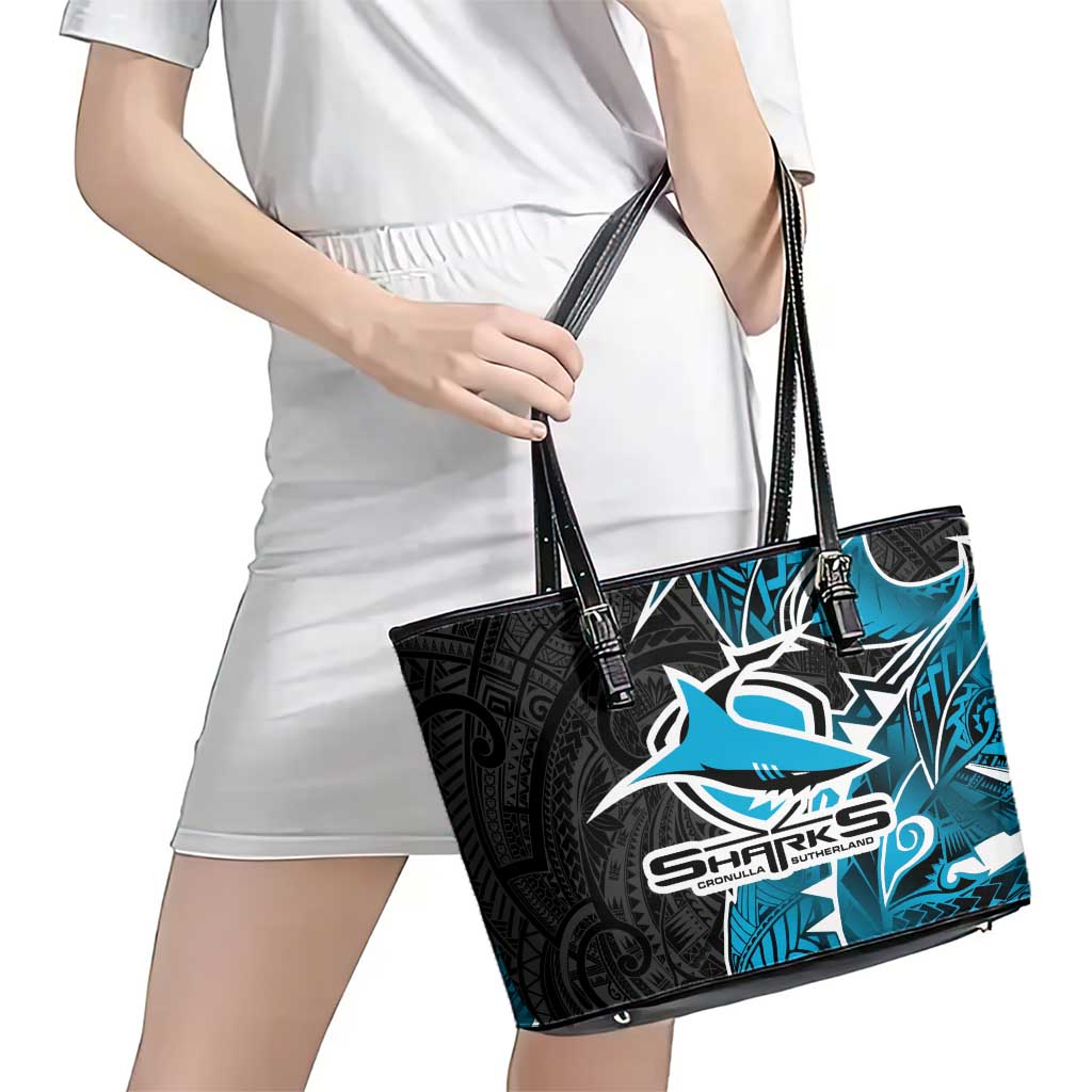Cronulla Sharks Leather Tote Bag Polynesian Tribal Tattoo Pacific Sport Art