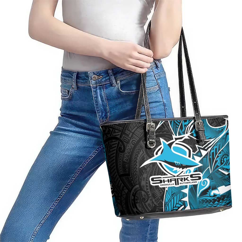 Cronulla Sharks Leather Tote Bag Polynesian Tribal Tattoo Pacific Sport Art