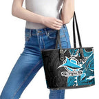 Cronulla Sharks Leather Tote Bag Polynesian Tribal Tattoo Pacific Sport Art