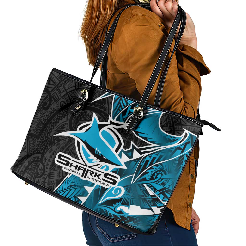 Cronulla Sharks Leather Tote Bag Polynesian Tribal Tattoo Pacific Sport Art