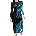 Cronulla Sharks Long Sleeve Bodycon Dress Polynesian Tribal Tattoo Pacific Sport Art