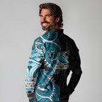 Cronulla Sharks Long Sleeve Polo Shirt Polynesian Tribal Tattoo Pacific Sport Art