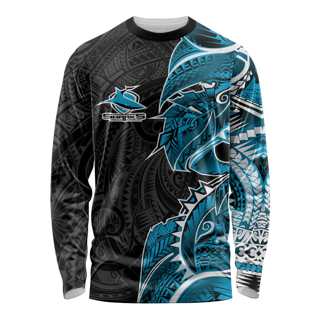 Cronulla Sharks Long Sleeve Shirt Polynesian Tribal Tattoo Pacific Sport Art