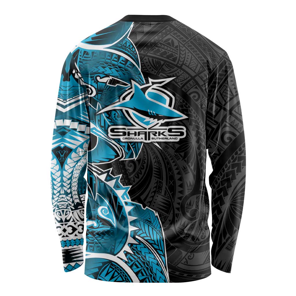 Cronulla Sharks Long Sleeve Shirt Polynesian Tribal Tattoo Pacific Sport Art