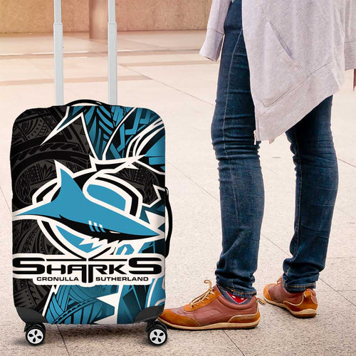 Cronulla Sharks Luggage Cover Polynesian Tribal Tattoo Pacific Sport Art