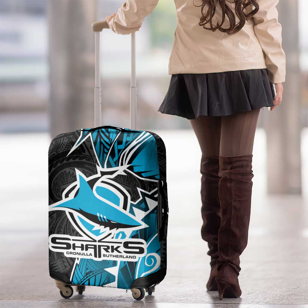 Cronulla Sharks Luggage Cover Polynesian Tribal Tattoo Pacific Sport Art