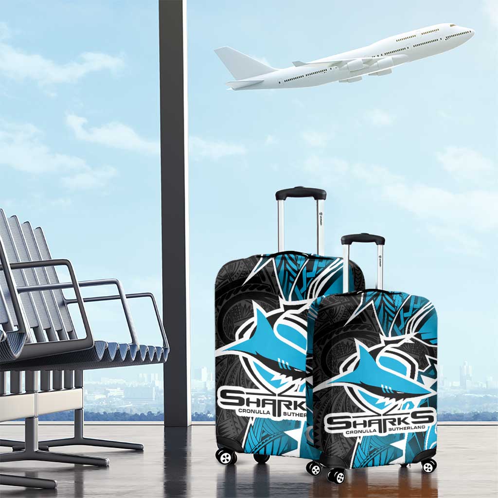 Cronulla Sharks Luggage Cover Polynesian Tribal Tattoo Pacific Sport Art