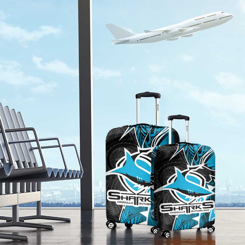 Cronulla Sharks Luggage Cover Polynesian Tribal Tattoo Pacific Sport Art