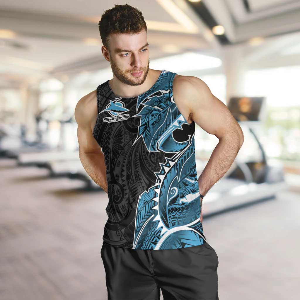 Cronulla Sharks Men Tank Top Polynesian Tribal Tattoo Pacific Sport Art