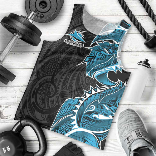 Cronulla Sharks Men Tank Top Polynesian Tribal Tattoo Pacific Sport Art