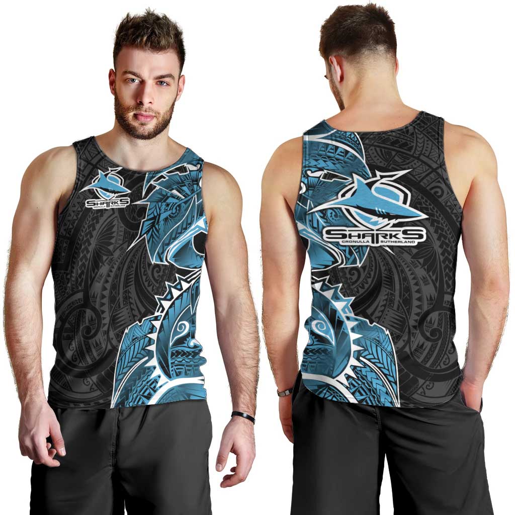 Cronulla Sharks Men Tank Top Polynesian Tribal Tattoo Pacific Sport Art