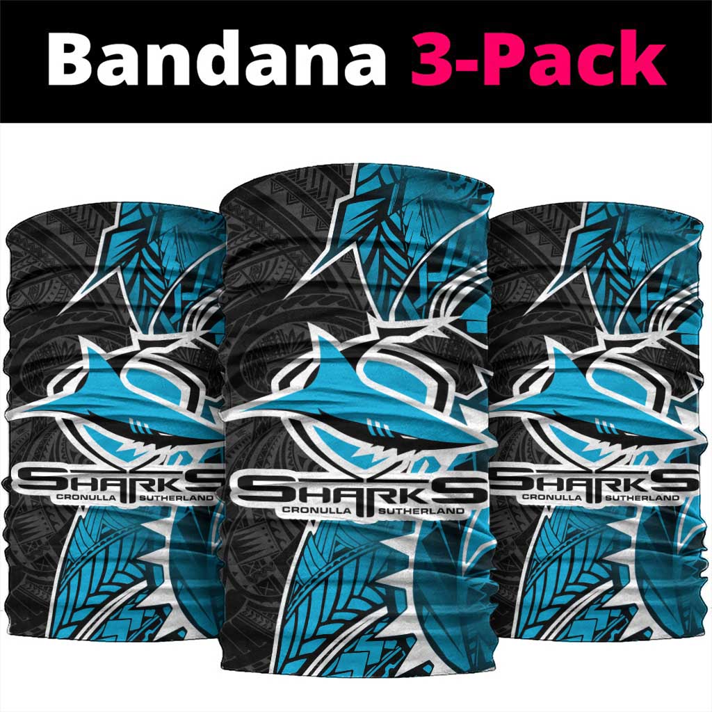 Cronulla Sharks Neck Gaiter Polynesian Tribal Tattoo Pacific Sport Art