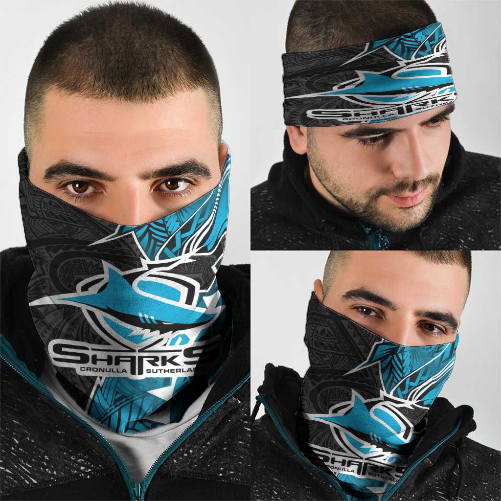 Cronulla Sharks Neck Gaiter Polynesian Tribal Tattoo Pacific Sport Art