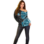 Cronulla Sharks Off Shoulder Sweater Polynesian Tribal Tattoo Pacific Sport Art