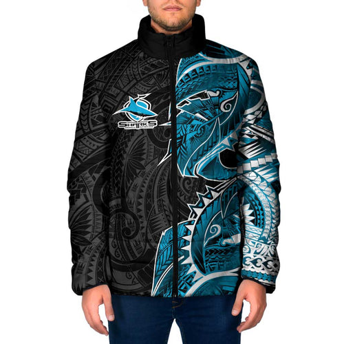 Cronulla Sharks Padded Jacket Polynesian Tribal Tattoo Pacific Sport Art