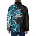 Cronulla Sharks Padded Jacket Polynesian Tribal Tattoo Pacific Sport Art