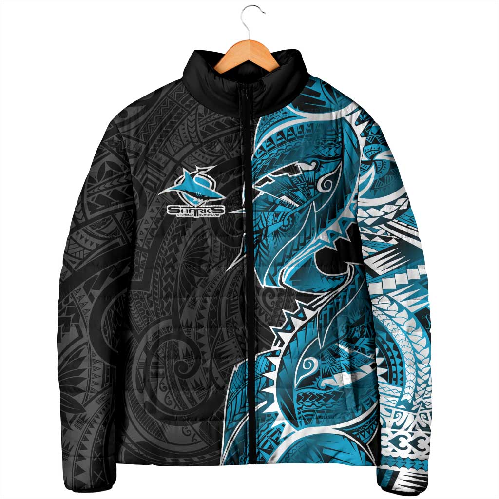 Cronulla Sharks Padded Jacket Polynesian Tribal Tattoo Pacific Sport Art