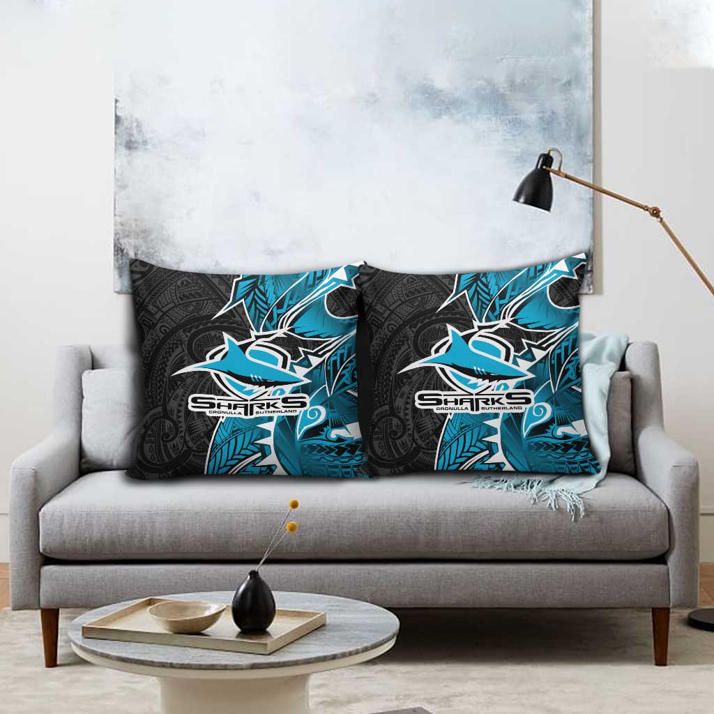 Cronulla Sharks Pillow Cover Polynesian Tribal Tattoo Pacific Sport Art