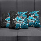 Cronulla Sharks Pillow Cover Polynesian Tribal Tattoo Pacific Sport Art