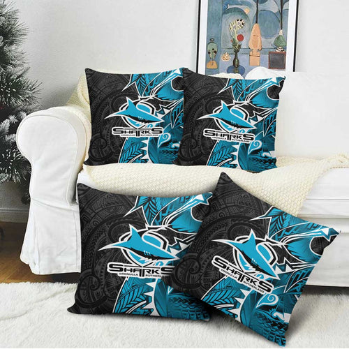 Cronulla Sharks Pillow Cover Polynesian Tribal Tattoo Pacific Sport Art