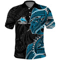 Cronulla Sharks Polo Shirt Polynesian Tribal Tattoo Pacific Sport Art