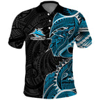 Cronulla Sharks Polo Shirt Polynesian Tribal Tattoo Pacific Sport Art