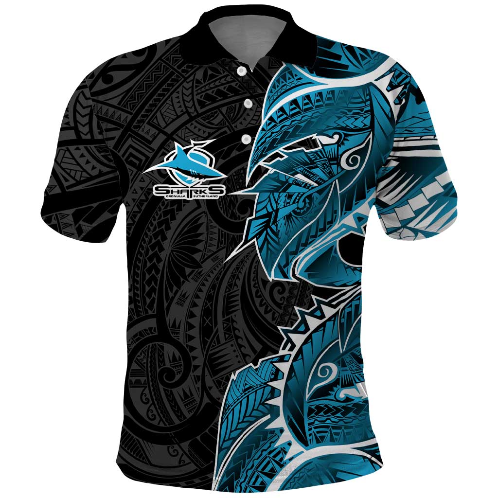Cronulla Sharks Polo Shirt Polynesian Tribal Tattoo Pacific Sport Art