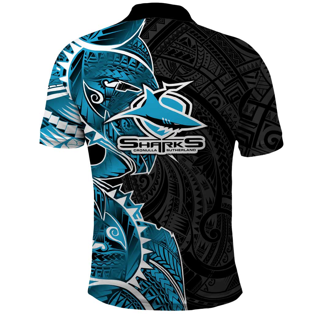 Cronulla Sharks Polo Shirt Polynesian Tribal Tattoo Pacific Sport Art