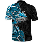 Cronulla Sharks Polo Shirt Polynesian Tribal Tattoo Pacific Sport Art