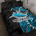 Cronulla Sharks Quilt Bed Set Polynesian Tribal Tattoo Pacific Sport Art