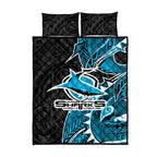 Cronulla Sharks Quilt Bed Set Polynesian Tribal Tattoo Pacific Sport Art