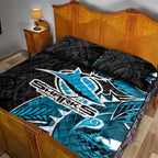 Cronulla Sharks Quilt Bed Set Polynesian Tribal Tattoo Pacific Sport Art