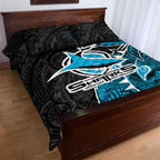 Cronulla Sharks Quilt Bed Set Polynesian Tribal Tattoo Pacific Sport Art