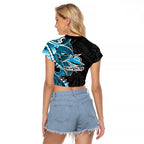 Cronulla Sharks Raglan Cropped T Shirt Polynesian Tribal Tattoo Pacific Sport Art