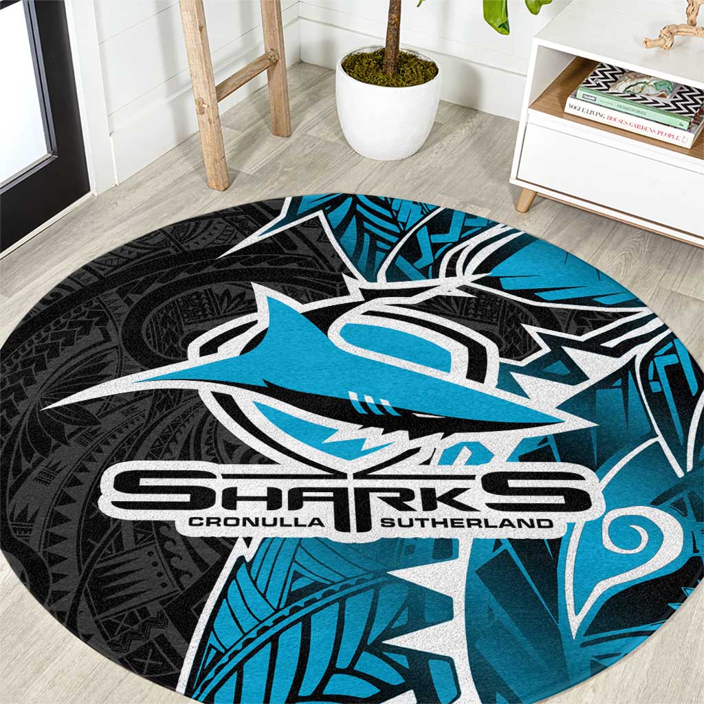 Cronulla Sharks Round Carpet Polynesian Tribal Tattoo Pacific Sport Art