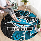 Cronulla Sharks Round Carpet Polynesian Tribal Tattoo Pacific Sport Art