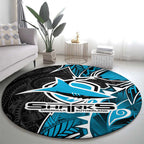 Cronulla Sharks Round Carpet Polynesian Tribal Tattoo Pacific Sport Art