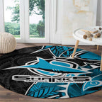 Cronulla Sharks Round Carpet Polynesian Tribal Tattoo Pacific Sport Art