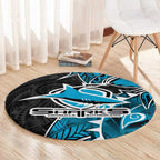 Cronulla Sharks Round Carpet Polynesian Tribal Tattoo Pacific Sport Art
