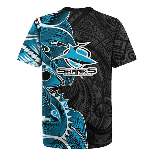 Cronulla Sharks Rugby Jersey Polynesian Tribal Tattoo Pacific Sport Art