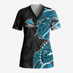Cronulla Sharks Scrub Top Polynesian Tribal Tattoo Pacific Sport Art