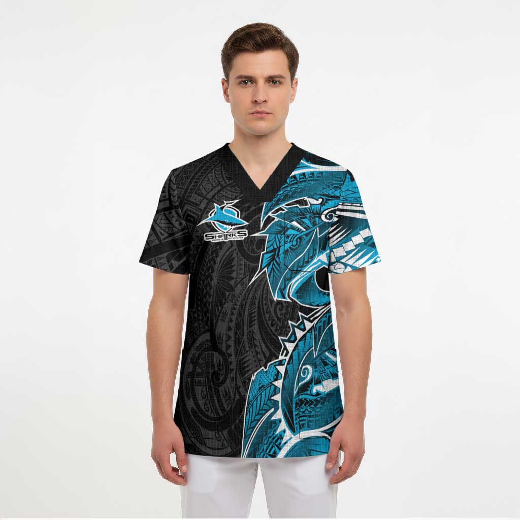 Cronulla Sharks Scrub Top Polynesian Tribal Tattoo Pacific Sport Art
