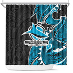 Cronulla Sharks Shower Curtain Polynesian Tribal Tattoo Pacific Sport Art