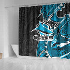 Cronulla Sharks Shower Curtain Polynesian Tribal Tattoo Pacific Sport Art