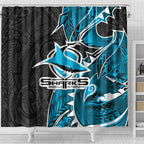 Cronulla Sharks Shower Curtain Polynesian Tribal Tattoo Pacific Sport Art