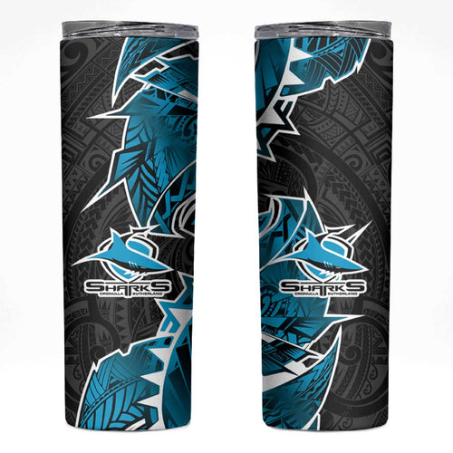 Cronulla Sharks Skinny Tumbler Polynesian Tribal Tattoo Pacific Sport Art