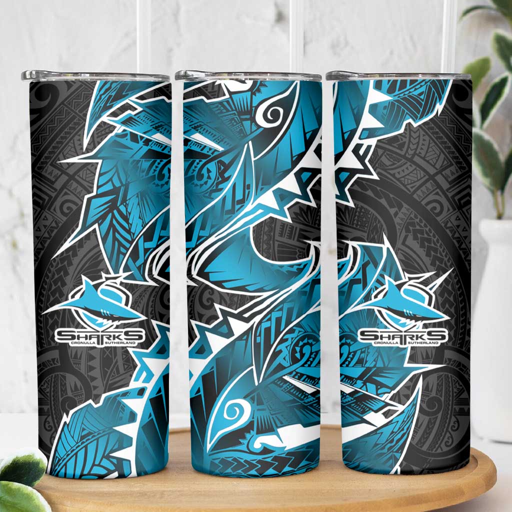 Cronulla Sharks Skinny Tumbler Polynesian Tribal Tattoo Pacific Sport Art