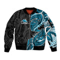 Cronulla Sharks Sleeve Zip Bomber Jacket Polynesian Tribal Tattoo Pacific Sport Art