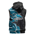 Cronulla Sharks Sleeveless Hoodie Polynesian Tribal Tattoo Pacific Sport Art